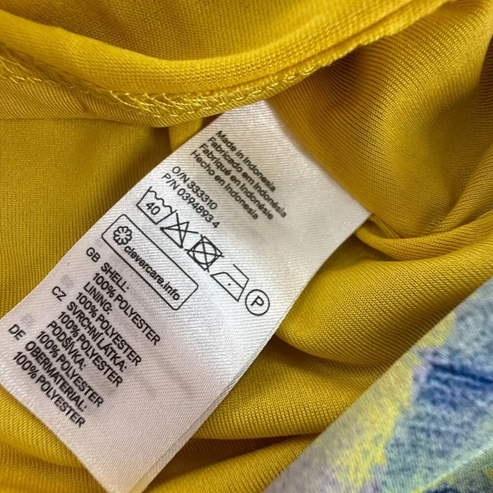 H&M Dress Watercolor Brush Stroke Multicolor High Round Neck Size 2 Lined‎